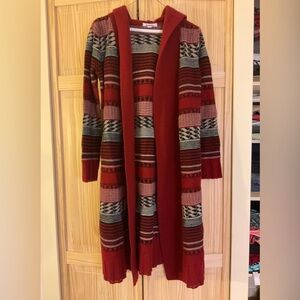 BB Dakota Open Swing Hooded Long Cardigan Sweater